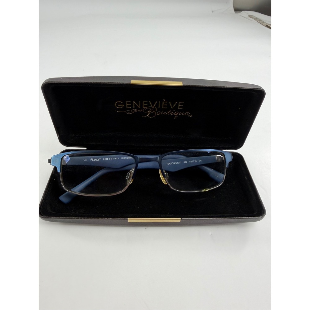 Flexon E1072 Men's Navy Blue Titanium Eyeglass Frames 53-18-140